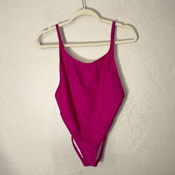 Dippin daisys high cut open back high neck one piece pink swimsuit - Picture 1 of 10
